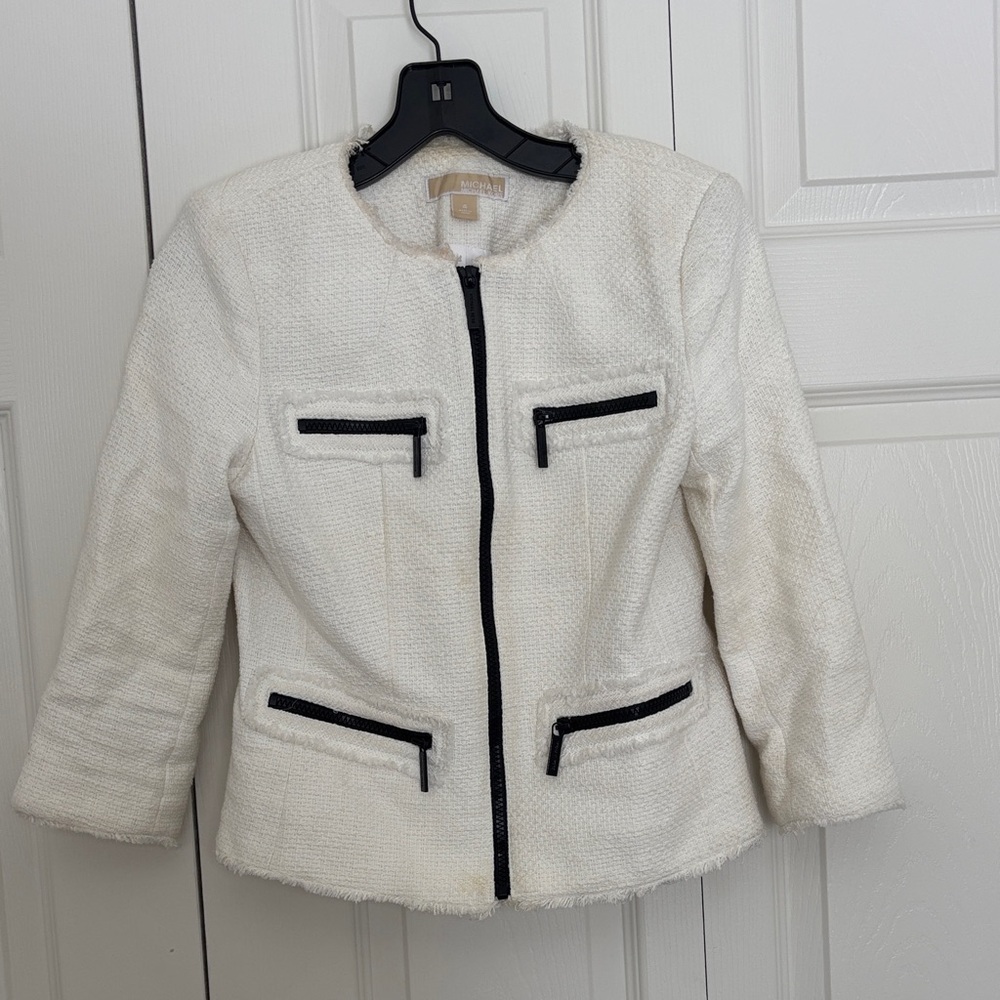 Michael Kors White Blazer with Black Trim